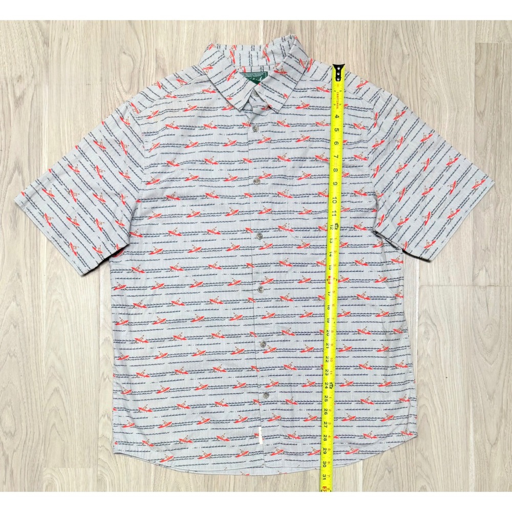 Woolrich Mens Organic Cotton Kayak‎ Print Short Sleeve Button Down Shirt L/G